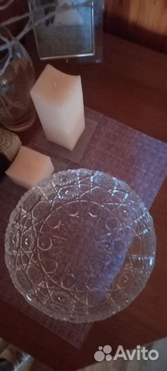 Большая хрустальная ваза для фруктов