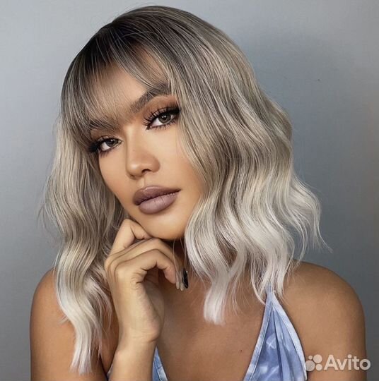 Парик каре блонд волны омбре