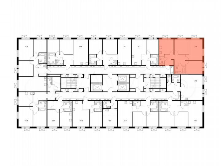 3-к. квартира, 71,8 м², 7/17 эт.