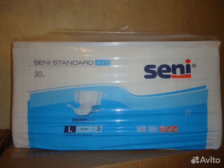 Памперсы д/взрослых.Seni.Размер L. До 150см. 6 кап