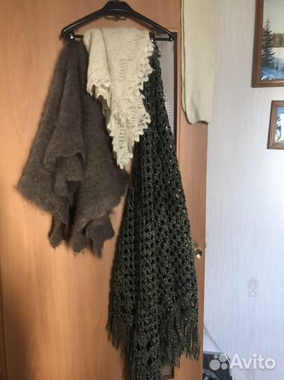 Шаль пуховая, паутинка, шерстяная