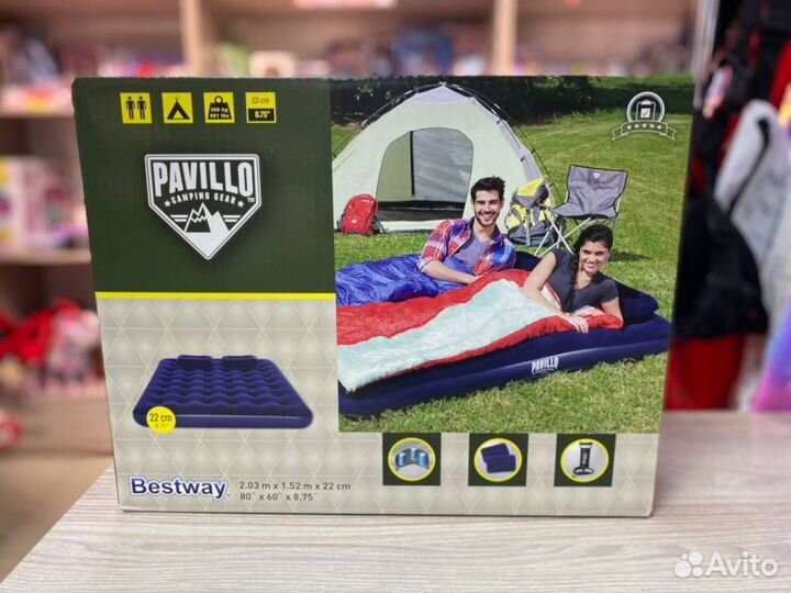 Матрас надувной Queen с ручным насосом + подушки 2