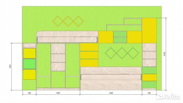 Мебель в детскую комнату 2 кровати