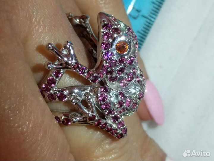 Аквамарин, родолит, сапфир серебро 925 кольцо