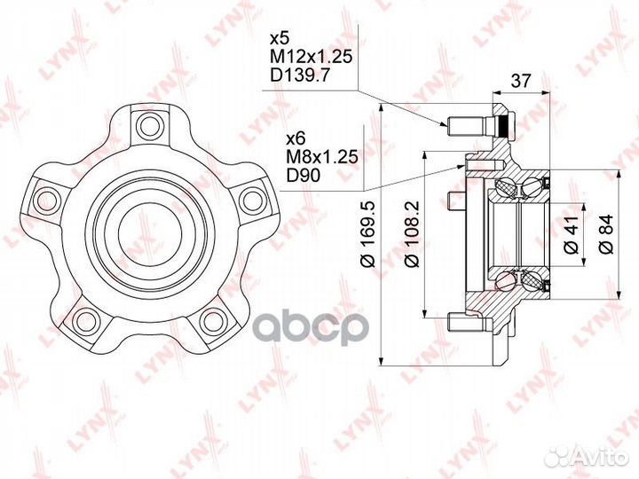 Ступица колеса перед прав/лев WH1028 lynxauto