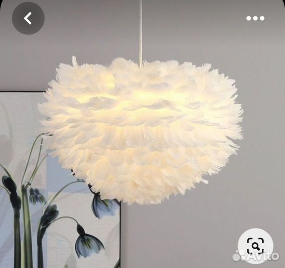 Люстра, настольная лампа из перьев Эос