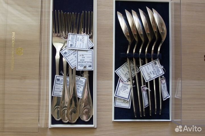 Ложки и вилки столовые по 6 шт, серебро 925 пр