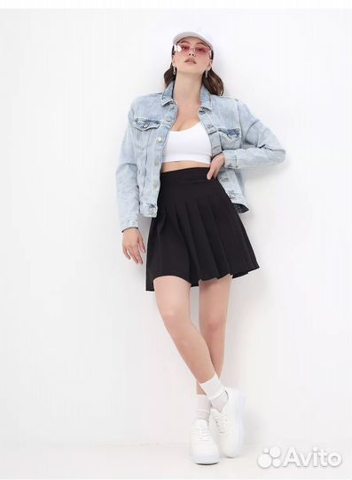 Теннисная юбка плисированная черная размер 40 (xs)