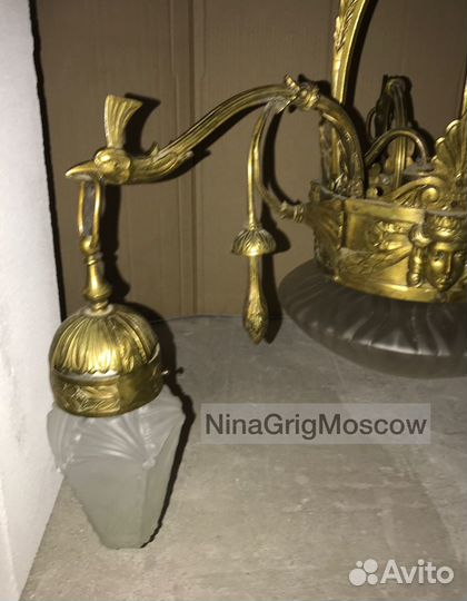 Редкая большая антик люстра в стиле арнуво. 1900е