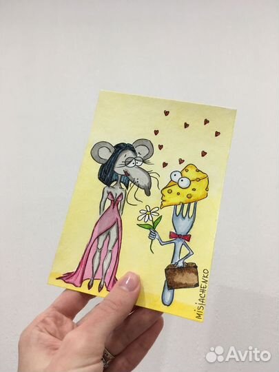 Авторские акварельные открытки ручной работы