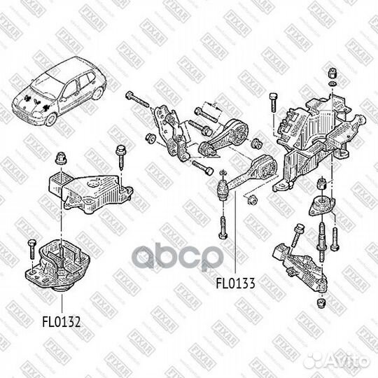 Опора двигателя задняя перед FL0133 fixar