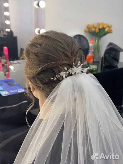 Свадебное украшение гребень и фата