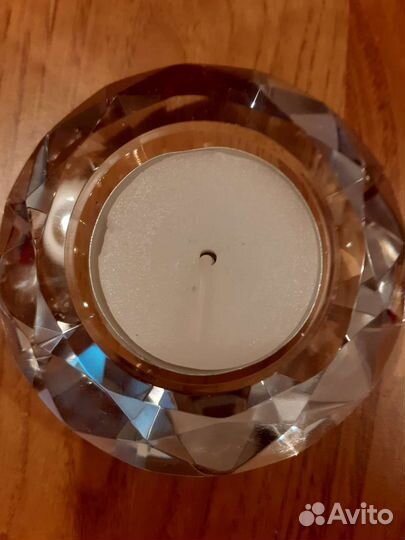 Подсвечник Бриллиант со свечой, хрустальное стекло