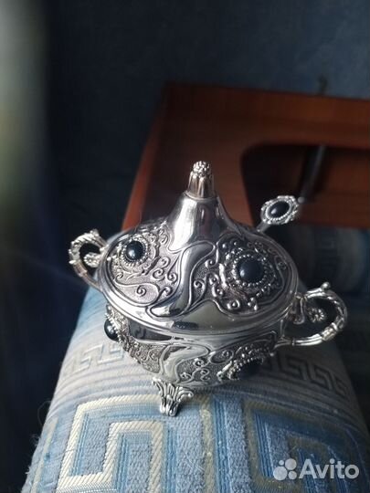 Сахарница с ложкой металл. Торг