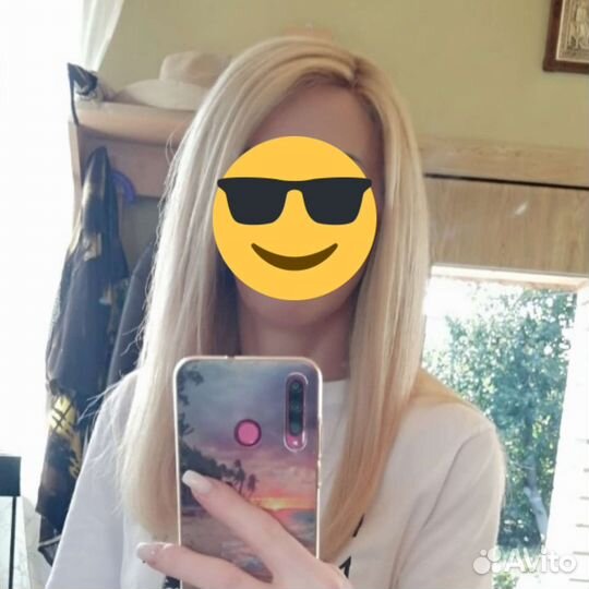 Парик из натуральных волос блонд