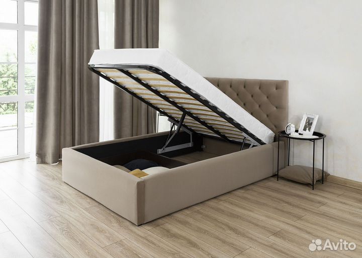 Кровать 120х200 кофе велюр Барокко