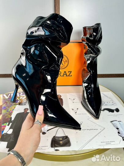 Ботильоны Araz черные лаковые каблук 8см 37-41