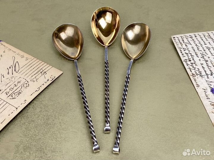 Серебряные чайные ложки с витыми ручками, Таллин