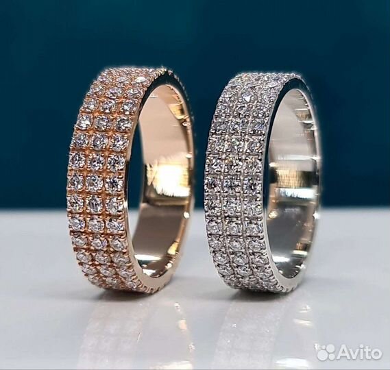 Золотое кольцо с бриллиантами(муассанитами)дорожка