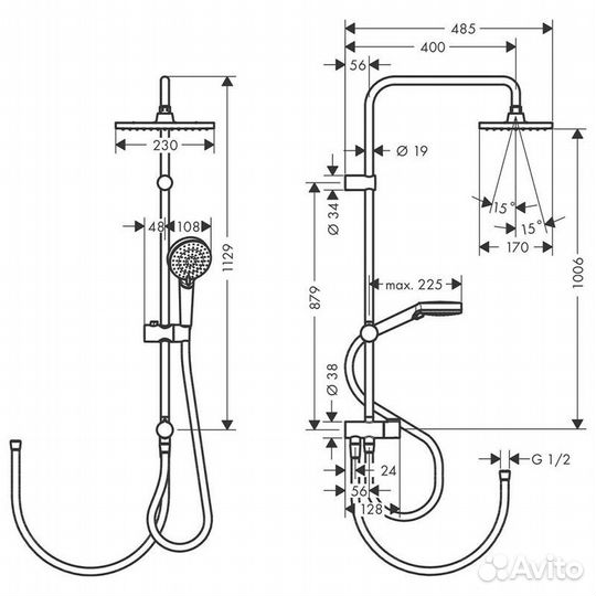 Душевая колонна Hansgrohe Vernis Shape черный (262