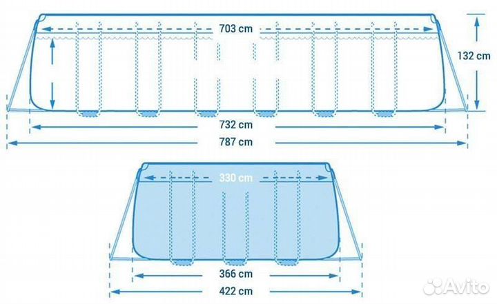 Каркасный бассейн Intex 26364 (732х366х132 см)