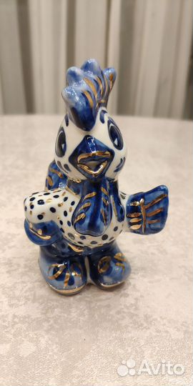 Фигурка гжель в позолоте петушок