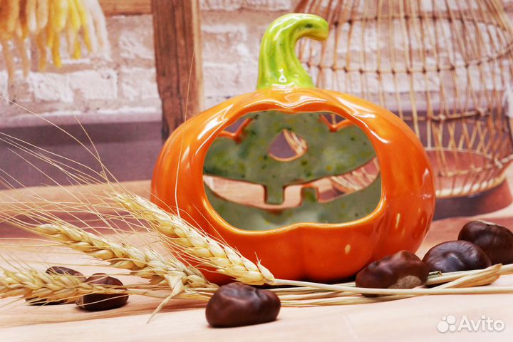 Тыква на Хэллоуин подсвечник тыква керамика