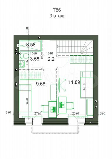 Таунхаус 87 м² на участке 1 сот.