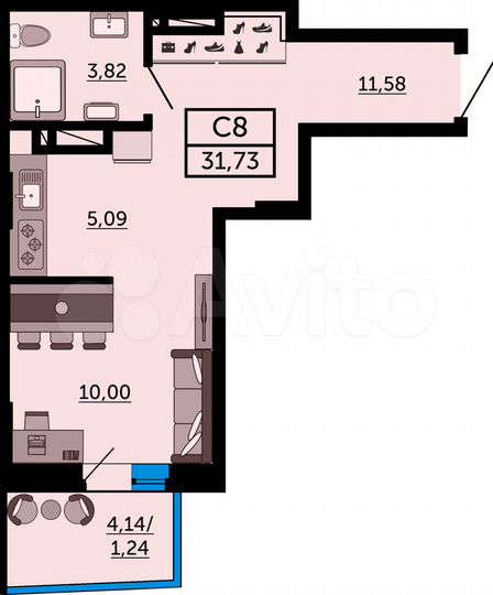 Квартира-студия, 31,4 м², 25/27 эт.