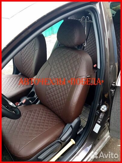 Чехлы Hyundai Solaris 1 Hb из экокожи шоколадные