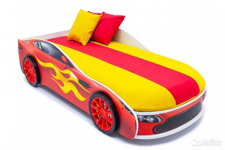 Кровать машина с матрасом и ящиком