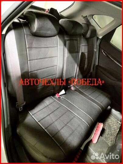 Чехлы Kia Seltos из экокожи чёрные Классика