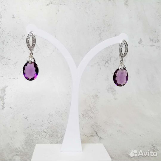 Серьги классика с аметистом