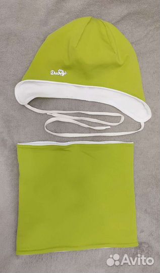 Шапка с завязками и снуд на флисе