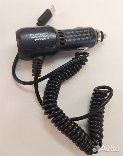 Авто зу Type-C+2USB 5V 2.1A витой шнур 2м