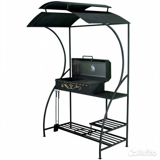 Мангал с крышей и крышкой барбекю
