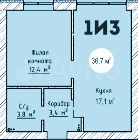 1-к. квартира, 36,7 м², 3/6 эт.