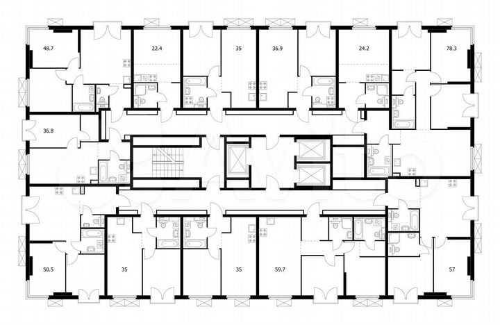 2-к. квартира, 57 м², 3/24 эт.