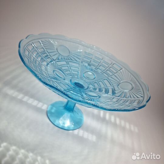 Редкая винтажная ваза Солнышко Купоросное стекло