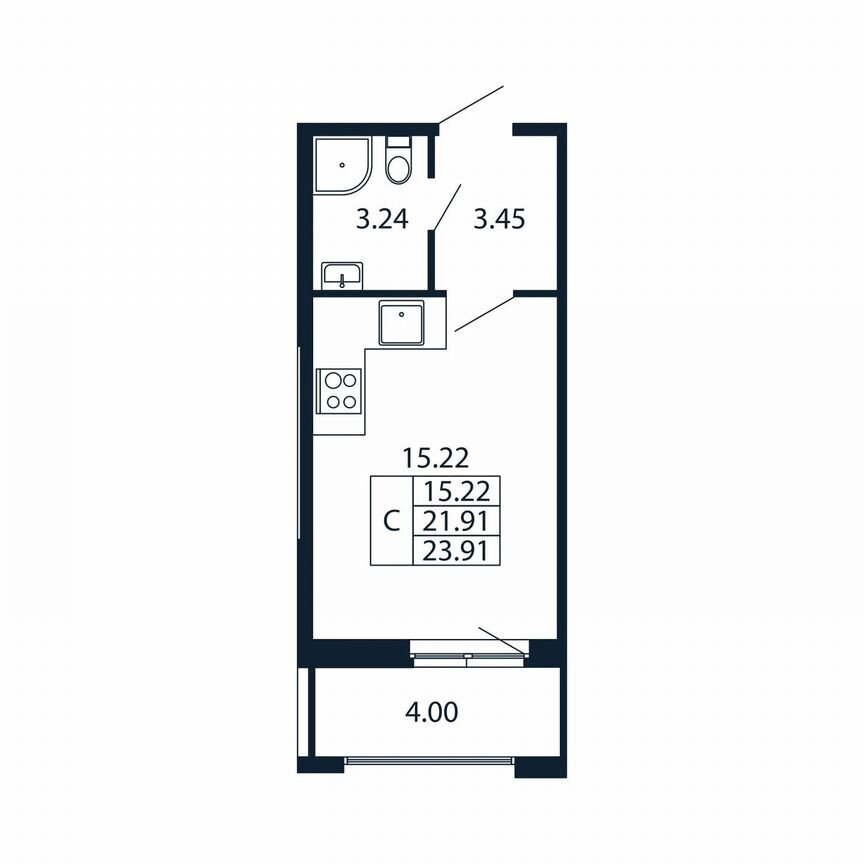 Квартира-студия, 25,9 м², 8/12 эт.