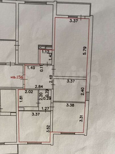 3-к. квартира, 65,5 м², 5/9 эт.