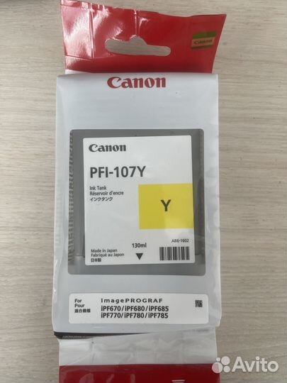 Новые картриджи Canon PFI-107BK (Y) оригинал