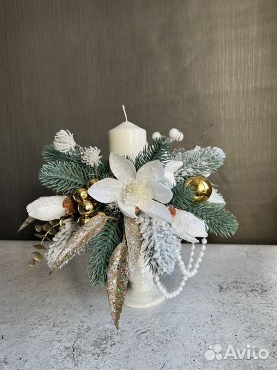 Новогоднее украшение/новогодний декор/подсвечник