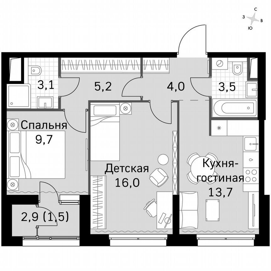 2-к. квартира, 56,6 м², 20/20 эт.