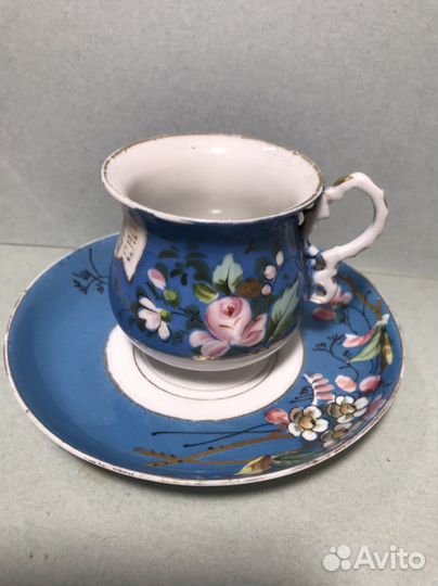 Чайная пара Кузнецов Роспись Купеческая форма