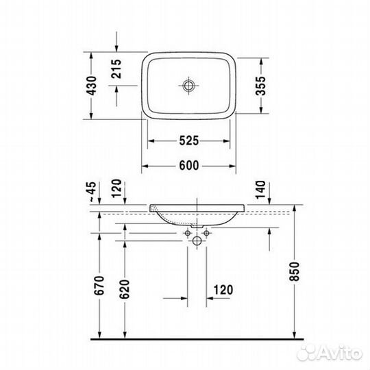 Duravit DuraStyle Раковина встр., для встраивания