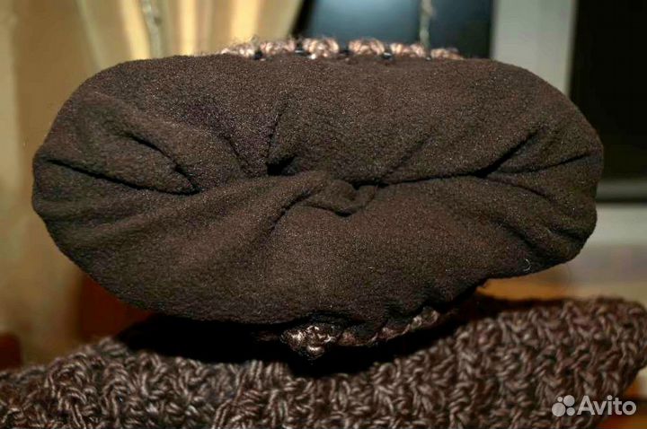 Шоколадный жен комплект Шапка + снуд крупная вязка