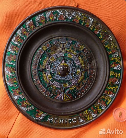 Декор на стену тарелка латунь календарь майя