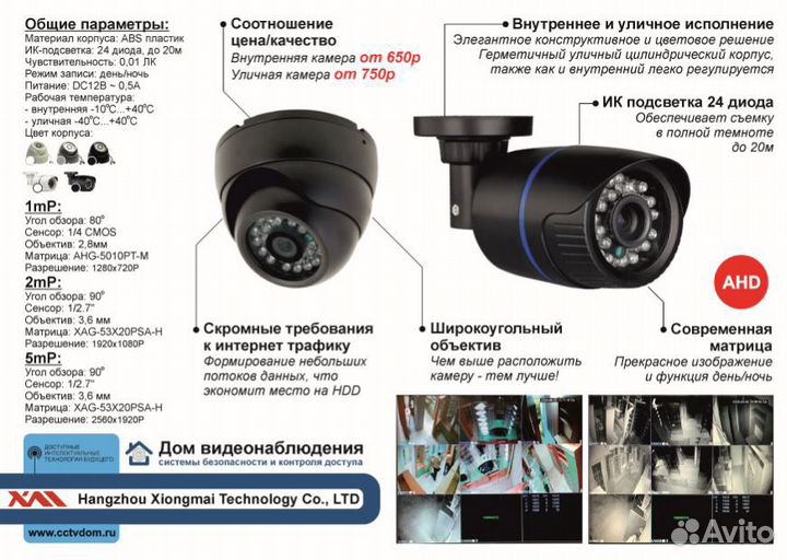 Внутренний комплект видеонаблюдения на 3 камеры