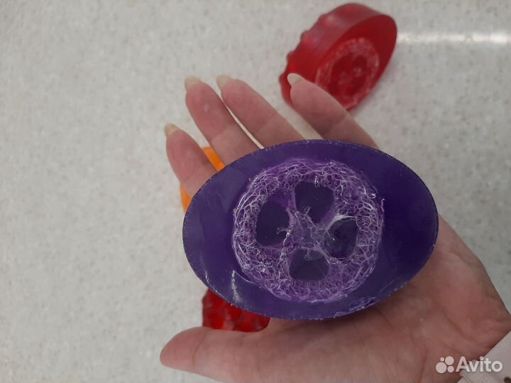 Массажное мыло с люфой ручной работы